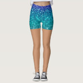 Sparkling Teal Blue Glitter Skin Tone Women's  Leggings (Voorkant)