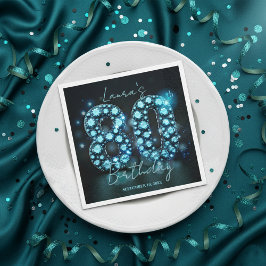 Sparkling Turquoise Black Diamond 80th Birthday Servet