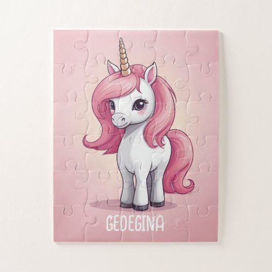 Sparkling Unicorn Fantasy Gepersonaliseerde Kinder Legpuzzel (Verticaal)