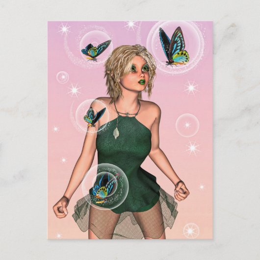 Sparkling Vlinderfee Fantasie Kunst Briefkaart (Voorkant)
