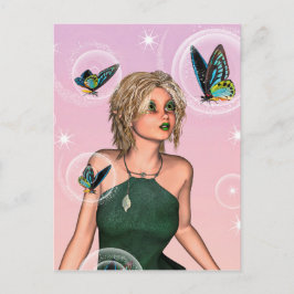 Sparkling Vlinderfee Fantasie Kunst Briefkaart