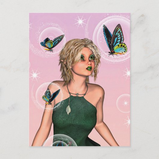 Sparkling Vlinderfee Fantasie Kunst Briefkaart (Voorkant)