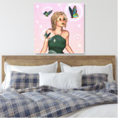 Sparkling Vlinderfee Fantasie Kunst Canvas Afdruk (Insitu (Slaapkamer))