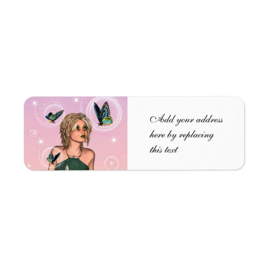 Sparkling Vlinderfee Fantasie Kunst Etiket (Voorkant)