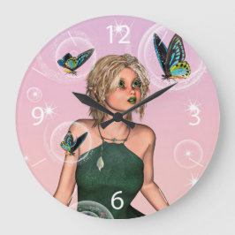 Sparkling Vlinderfee Fantasie Kunst Grote Klok