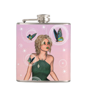 Sparkling Vlinderfee Fantasie Kunst Heupfles