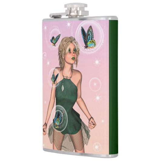 Sparkling Vlinderfee Fantasie Kunst Heupfles (Links)