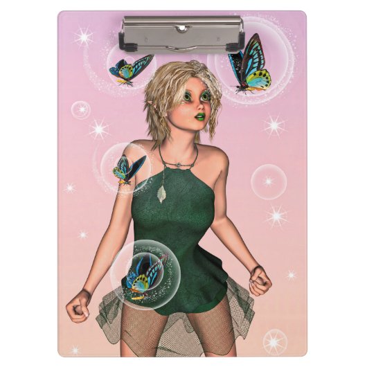 Sparkling Vlinderfee Fantasie Kunst Klembord (Voorkant)