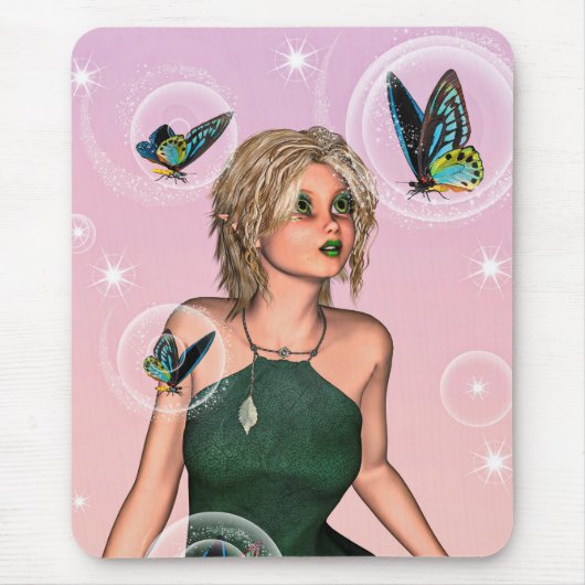 Sparkling Vlinderfee Fantasie Kunst Muismat (Voorkant)