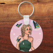 Sparkling Vlinderfee Fantasie Kunst Sleutelhanger (Voorkant)