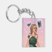 Sparkling Vlinderfee Fantasie Kunst Sleutelhanger (Voorkant Links)