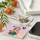 Sparkling Vlinderfee Fantasie Kunst Sleutelhanger (Voorkant Rechts)