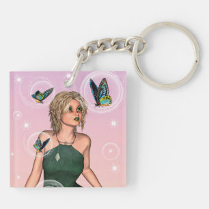 Sparkling Vlinderfee Fantasie Kunst Sleutelhanger
