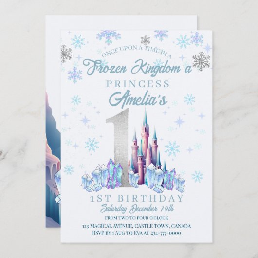 Sparkling Vorst Koninkrijk Kasteel 1e Verjaardag Kaart (Voorkant / Achterkant)