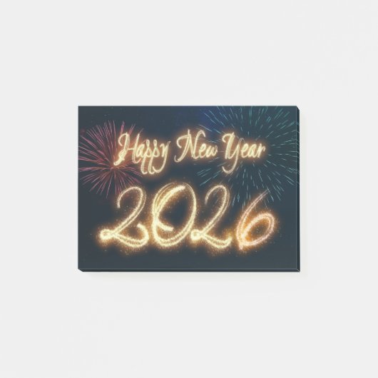 Sparkling vuurwerk Gelukkig Nieuwjaar 2026 Post-it® Notes (Voorkant)