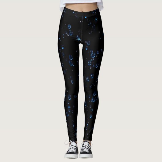 Sparkling Waterdruppels Donkere Kleur Leggings (Voorkant)