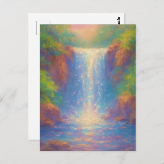 Sparkling Waterfall - Pastel Painting Style Art Briefkaart (Voorkant / Achterkant)