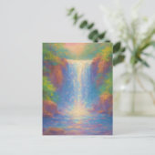 Sparkling Waterval - Pastel Schilderstijl Kunst Briefkaart (Staand voorkant)