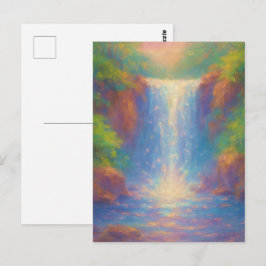 Sparkling Waterval - Pastel Schilderstijl Kunst Briefkaart