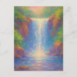 Sparkling Waterval - Pastel Schilderstijl Kunst Briefkaart