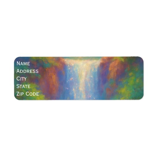 Sparkling Waterval - Pastel Schilderstijl Kunst Etiket (Voorkant)
