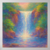 Sparkling Waterval - Pastel Schilderstijl Kunst Poster (Voorkant)