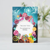 Sparkling Whimsical Candyland Verjaardag Bedankkaart (Staand voorkant)