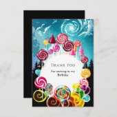 Sparkling Whimsical Snoepparadijs Verjaardag Bedankkaart (Voorkant / Achterkant)