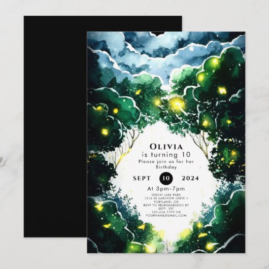 Sparkling Whimsy Woodland Verjaardag Kaart (Voorkant / Achterkant)