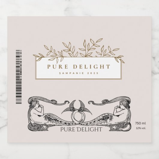 Sparkling Wine Bottle Label – Pure Delight Edition Sparkling Wijnetiket (Enkel label)