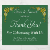 Sparkling Wine Bottle Labels, Emerald Green & Gold Sparkling Wijnetiket (Enkel label)