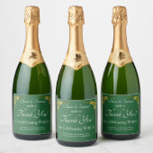 Sparkling Wine Bottle Labels, Emerald Green & Gold Wijnetiket (Flessen)