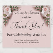 Sparkling Wine Bottle Labels, Pink Roses & Doves  Sparkling Wijnetiket (Enkel label)