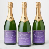 Sparkling Wine Bottle Labels, Purple Mauve Flowers Sparkling Wijnetiket (Flessen)
