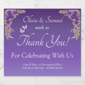 Sparkling Wine Bottle Labels, Purple Mauve Flowers Sparkling Wijnetiket (Enkel label)