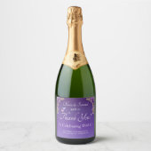 Sparkling Wine Bottle Labels, Purple Mauve Flowers Sparkling Wijnetiket (Voorkant)