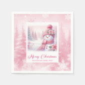 Sparkling Winter Scene Pinkmas Christmas Napkins Servet (Voorkant)
