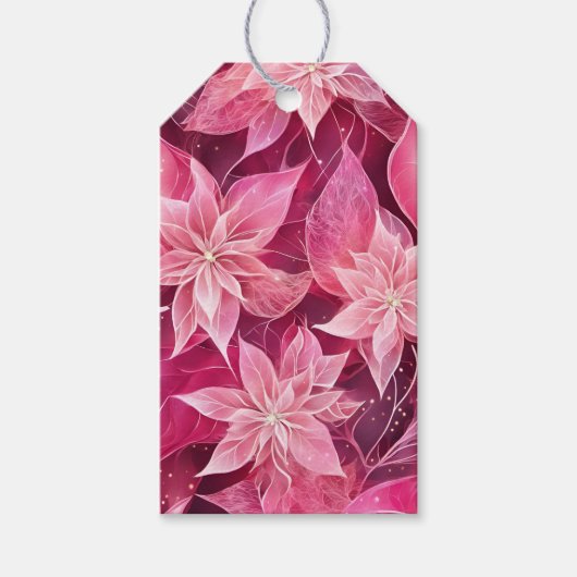 Sparkling Zachte Roze Poinsettia Cadeaulabel (Voorkant)