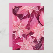 Sparkling Zachte Roze Poinsettia Feestdagenkaart (Voorkant / Achterkant)