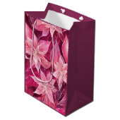 Sparkling Zachte Roze Poinsettia Medium Cadeauzakje (Voorkant Gekanteld)