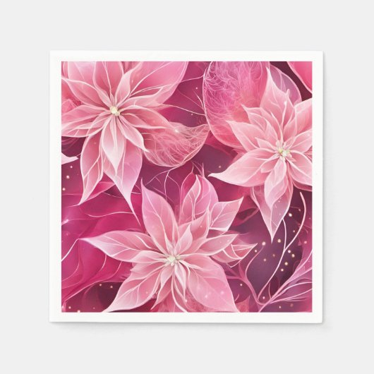 Sparkling Zachte Roze Poinsettia Servet (Voorkant)