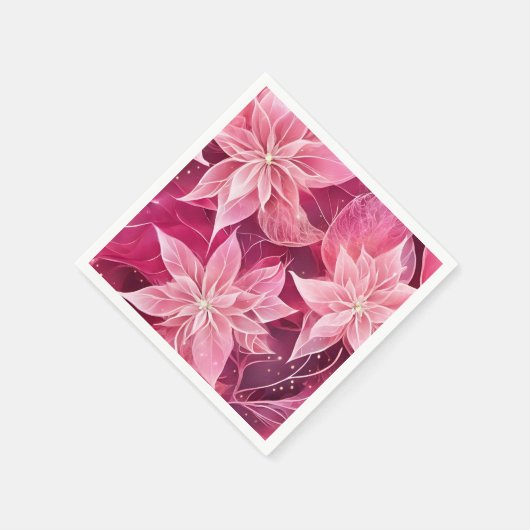 Sparkling Zachte Roze Poinsettia Servet (Hoek)