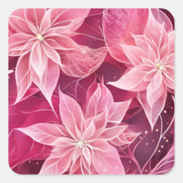 Sparkling Zachte Roze Poinsettia Vierkante Sticker