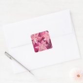 Sparkling Zachte Roze Poinsettia Vierkante Sticker (Envelop)