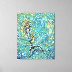 Sparkling Zeemeermin Fantasy Kunst van Molly Harri Canvas Afdruk