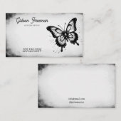 Sparkling Zwart & Wit Vlinder Tattoo Artist Visitekaartje (Voorkant / Achterkant)