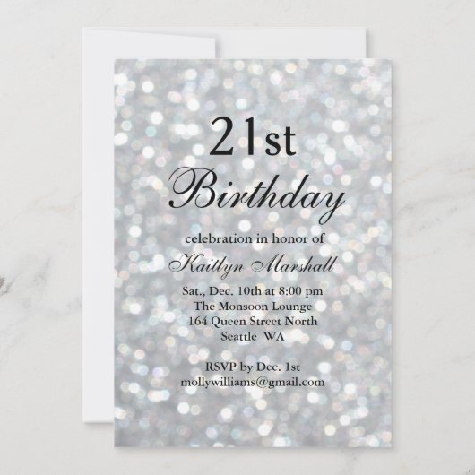 Sparkly 21 Dag nodigt Tijd uit om Champagne te Dri Kaart (Achterkant)