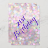 Sparkly 21e verjaardag uitnodiging (Voorkant / Achterkant)