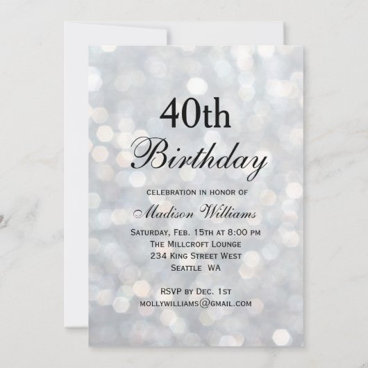 Sparkly 40th Birthday Time to Drink Champagne Kaart (Achterkant)