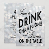 Sparkly 40th Birthday Time to Drink Champagne Kaart (Voorkant / Achterkant)